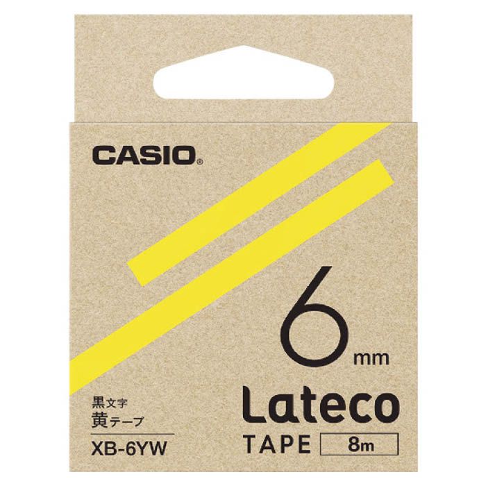 (T)カシオ ラテコ(Lateco)専用詰め替えテープ　6mm　黄テープに黒文字 XB6YW