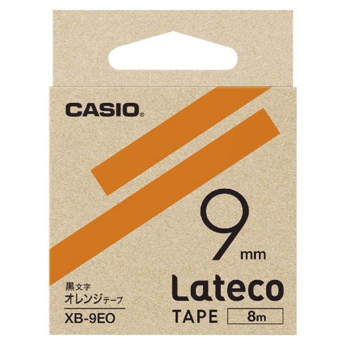 (T)カシオ ラテコ(Lateco)専用詰め替えテープ　9mm　オレンジテープに黒文字 XB9EO