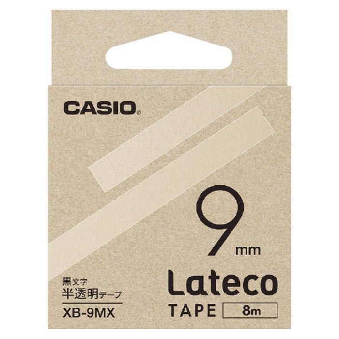 (T)カシオ ラテコ(Lateco)専用詰め替えテープ　9mm　半透明に黒文字 XB9MX