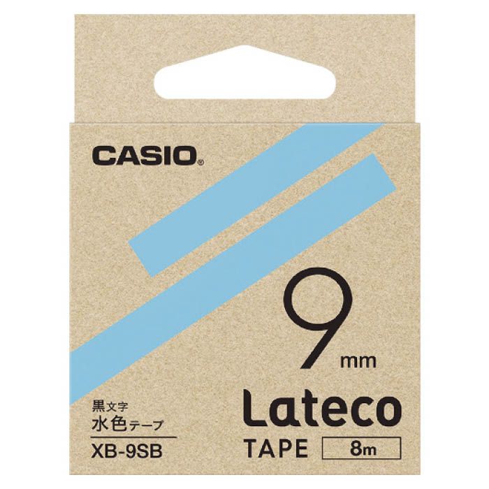 (T)カシオ ラテコ(Lateco)専用詰め替えテープ　9mm　水色テープに黒文字 XB9SB