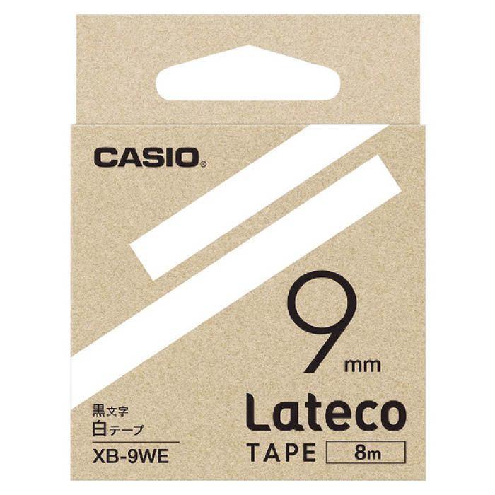 (T)カシオ ラテコ(Lateco)専用詰め替えテープ　9mm　白テープに黒文字 XB9WE