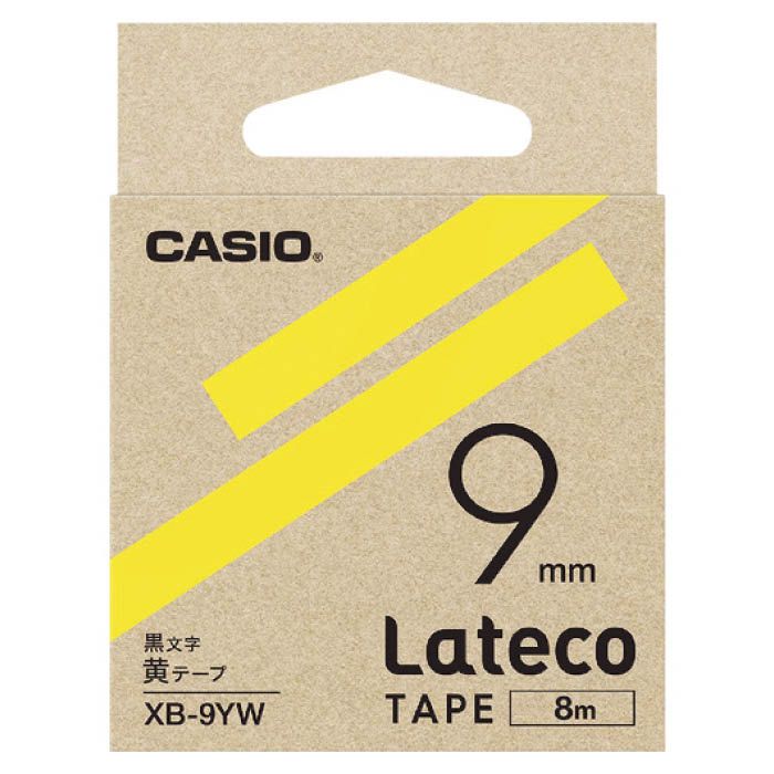 (T)カシオ ラテコ(Lateco)専用詰め替えテープ　9mm　黄テープに黒文字 XB9YW