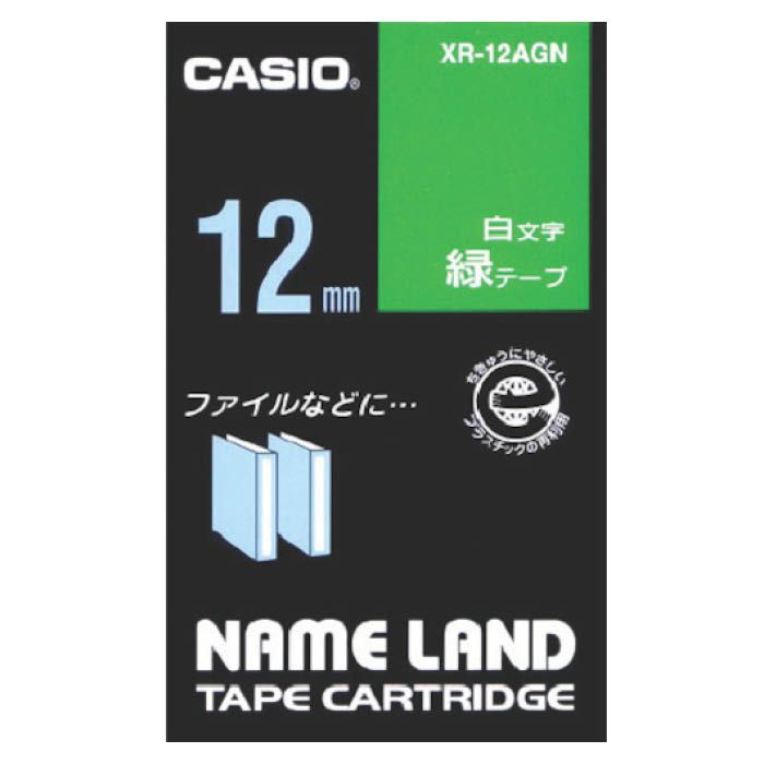 (T)カシオ ネームランド用緑テープに白文字24mm XR12AGN