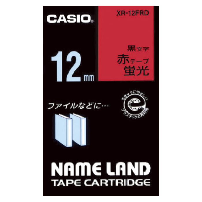 (T)カシオ ネームランド用蛍光赤色テープに黒文字12mm XR12FRD