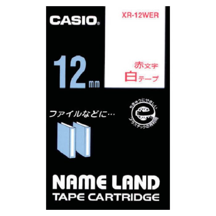 (T)カシオ ネームランドテープ　12mm　白テープ/赤文字 XR12WER