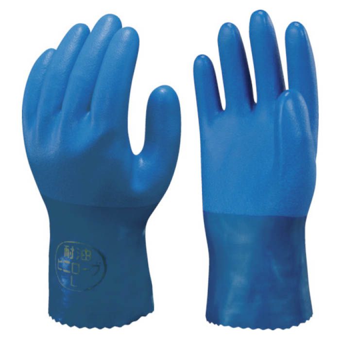 (T)ショーワ 塩化ビニール手袋　まとめ買い　簡易包装耐油ビニロ-ブ1Pk(袋)=10双入　ブルー　Lサイズ 3563316