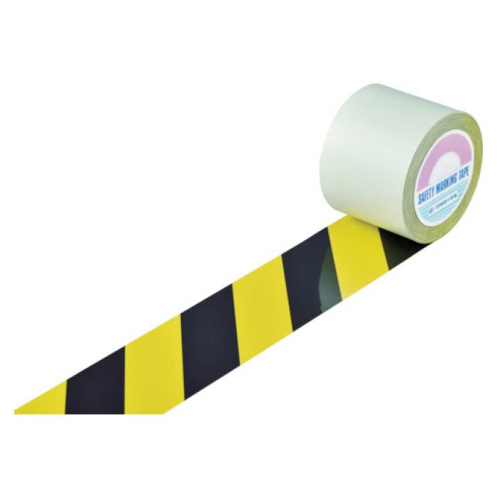(T)緑十字 ガードテープ(ラインテープ)　黄/黒(トラ柄)　100mm幅×20m 148162
