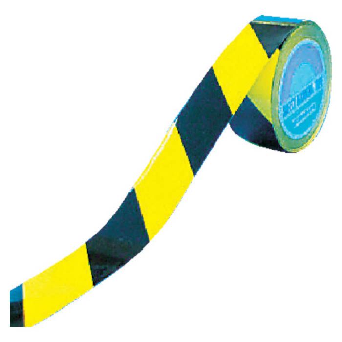 (T)緑十字 ラインテープ(ガードテープ)　黄/黒　再剥離タイプ　50mm幅×20m 149046