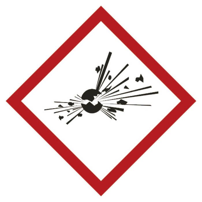 (T)緑十字 GHSステッカー標識　爆弾の爆発　150×150mm　5枚組　PET 037103