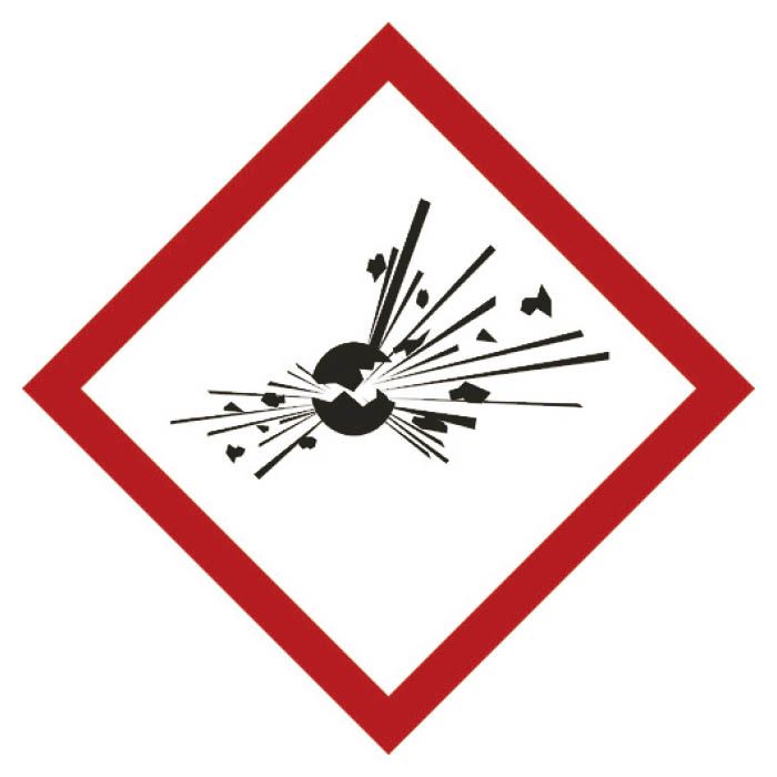 (T)緑十字 GHSステッカー標識　爆弾の爆発　70×70mm　5枚組　PET 037203