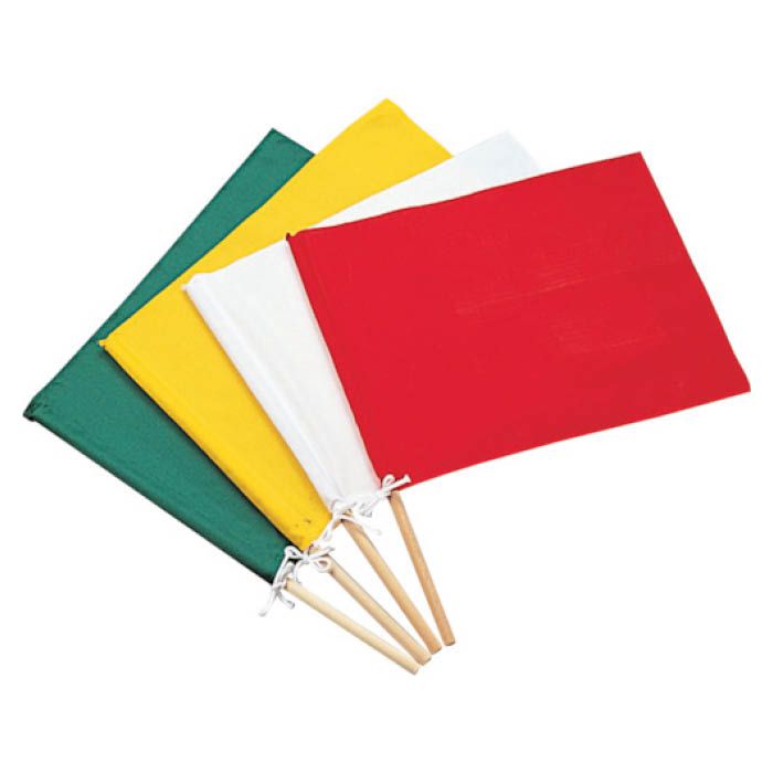 (T)緑十字 手旗　緑　300(450)×420mm　綿+木製棒 245002