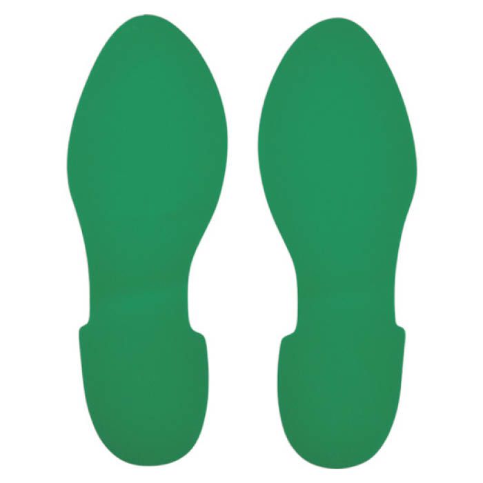 (T)緑十字 路面表示ステッカー　足型/緑　280×100mm　左右各1枚/計2枚組 403001