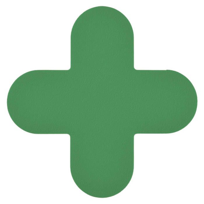 (T)緑十字 路面表示ステッカー　十字型　緑　150×150mm　10枚組　PVC 403031