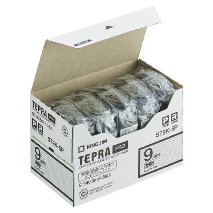 (T)キングジム テプラPROテープカートリッジ　テープ色:透明　文字色:黒 ST9K5P