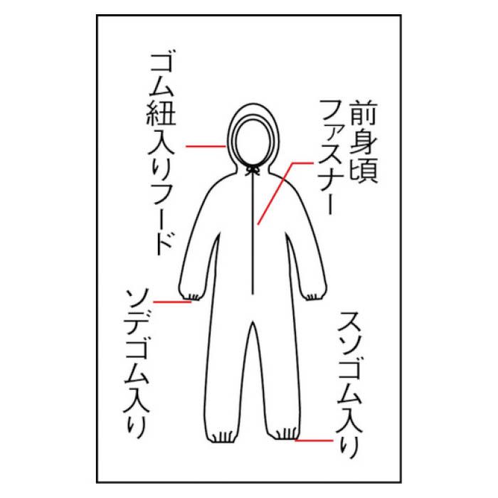 (T)シゲマツ 使い捨て化学防護服(10着入り)　M MG1500Mの説明画像2