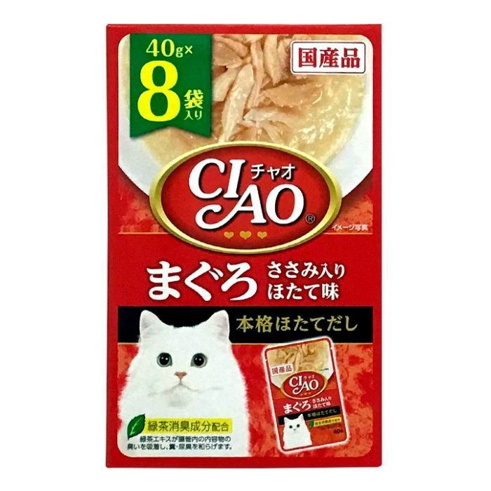 いなば チャオパウチまぐろささみ入りほたて味 40g×8