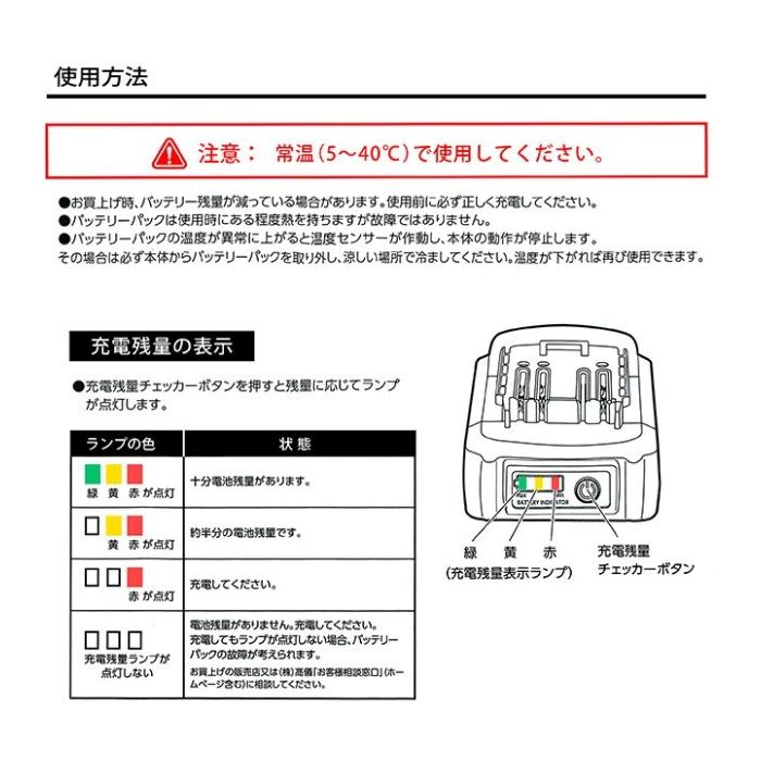 NAFCO 18V専用バッテリーパック　3.0Ah BP-18LiNIの説明画像5