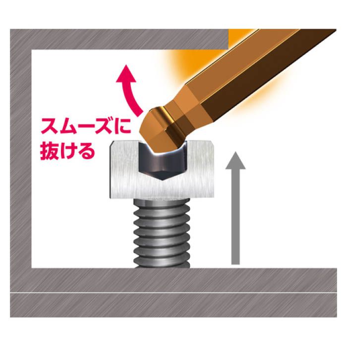 (T)ベッセル 本締めボールポイントレンチ短軸仕様(ロングタイプ) 8200BP-L 対辺4 8200BPLH4の説明画像2