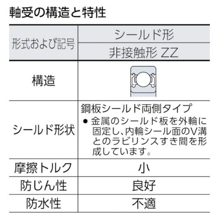 (T)NTN B中形ボールベアリング(両側シールド)内径100mm外径150mm幅24mm 6020ZZの説明画像2