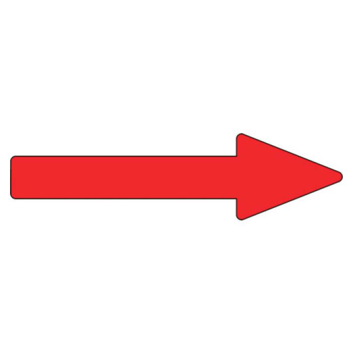 (T)緑十字 配管方向表示ステッカー　→赤矢印　40×150mm　10枚組　アルミ 193242