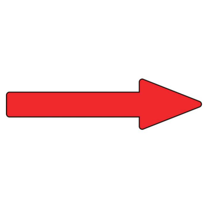 (T)緑十字 配管方向表示ステッカー　→赤矢印　30×100mm　10枚組　アルミ 193343
