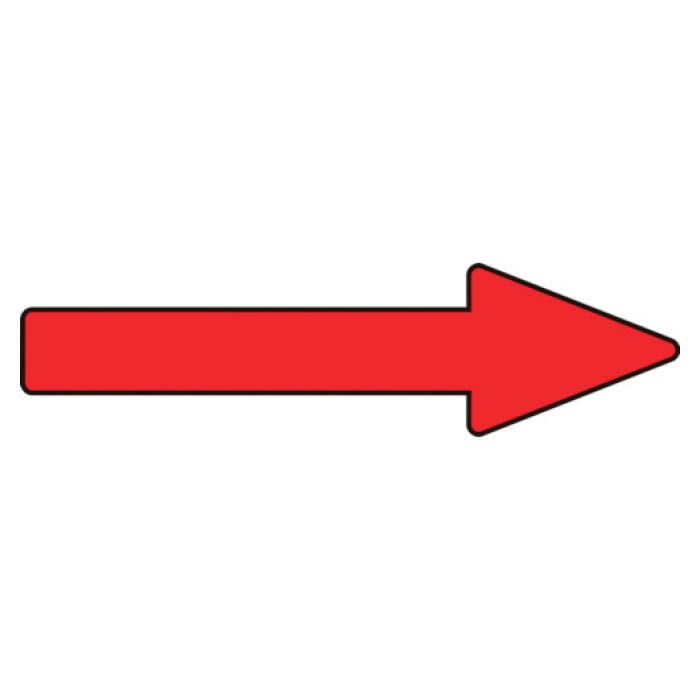 (T)緑十字 配管方向表示ステッカー　→赤矢印　20×70mm　10枚組　アルミ 193444