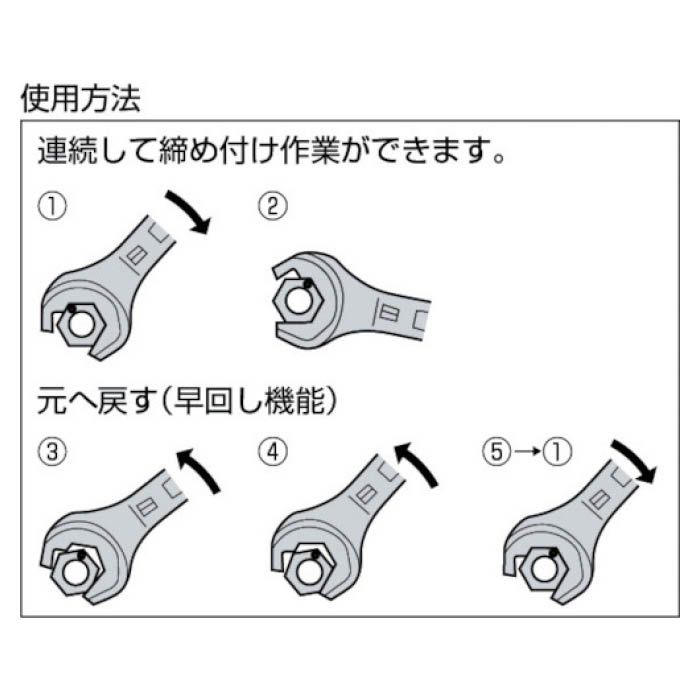 (T)スーパー スーパーヘッドスパナ(ラチェット機能付)六角対辺:14用 SH14の説明画像2