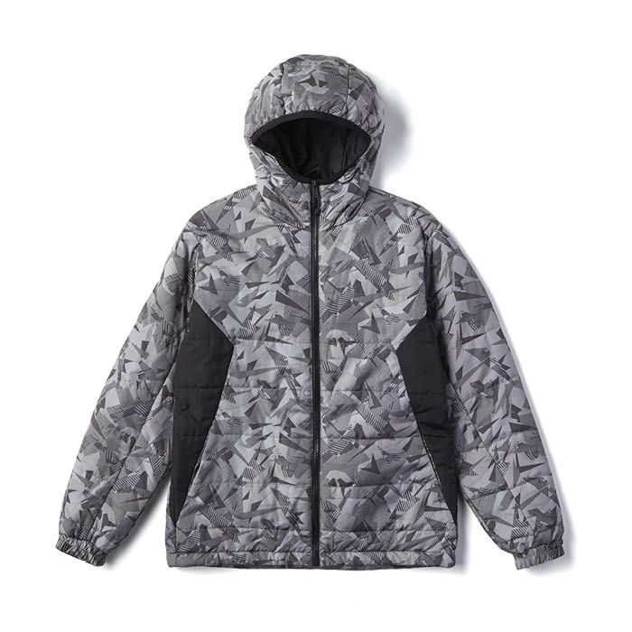 薄中綿ジップブルゾン NAF-088 グレー総柄 LL