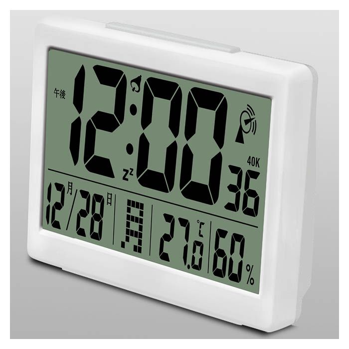 温湿度計付電波時計 ホワイト SJ-8017