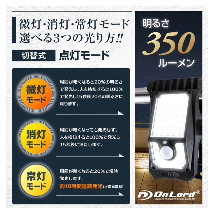 オンスクエア ソーラー充電式クリップセンサーライト OL-336Bの通販