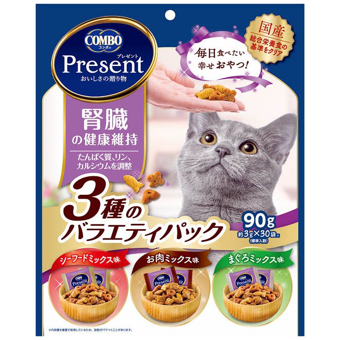 日本ペット コンボ　プレゼント　キャット　おやつ　腎臓の健康維持　3種のバラエティパック 90g
