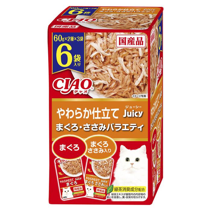 チャオやわらか仕立て ジューシー まぐろ・ささみバラエティ 60g×6の通販｜ホームセンターナフコ【公式通販】