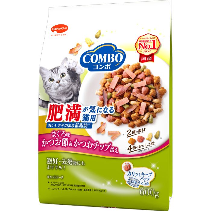 日本ペット コンボ キャット　肥満が気になる猫用　まぐろ味・かつお節・かつおチップ添え 600g