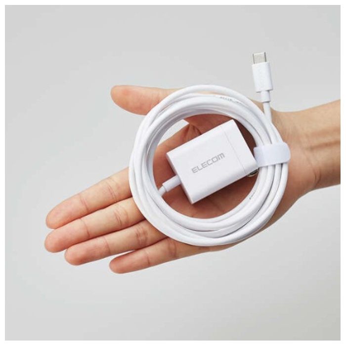 ELECOM USB　Power　Delivery　20W　AC充電器(Cケーブル一体型/2.5m) MPA-ACCP7020WHの説明画像3