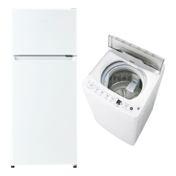【2点セット】 Haier(ハイアール) 冷蔵庫120L JR-12A(W) + 全自動洗濯機5.5kg JW-HS55C(W) 2点セット