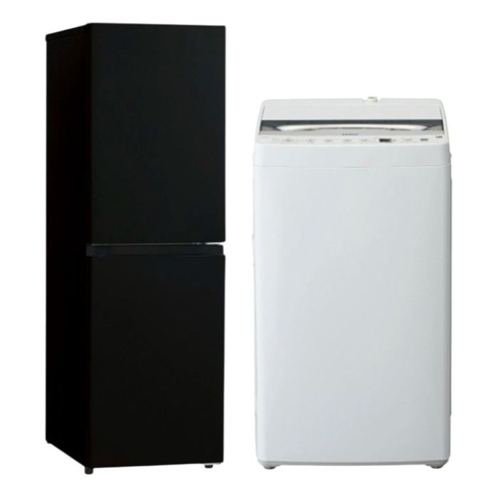 【2点セット】 Haier(ハイアール) 冷蔵庫148L JR-HS15A(K) + 全自動洗濯機6.0kg JW-HS61D(W) 2点セット