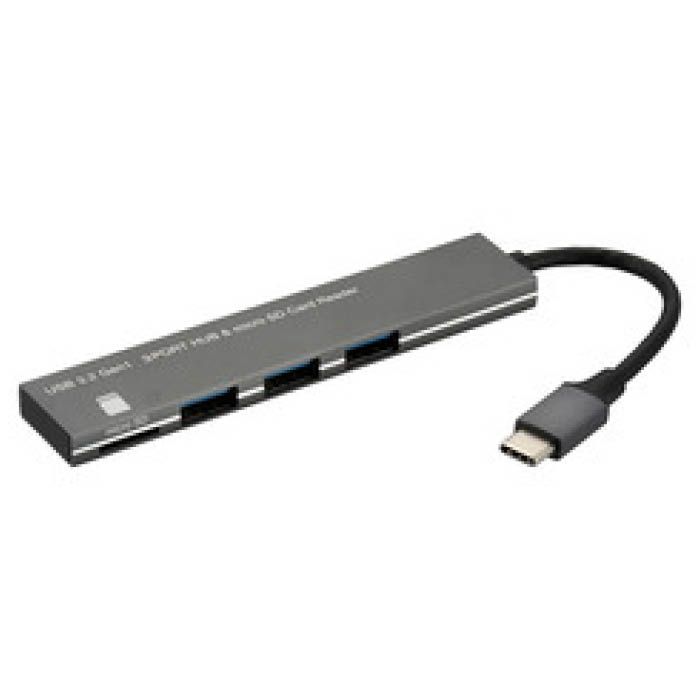 USBハブ 3ポート microSDカードリーダー付き PC-SH3PC08-H