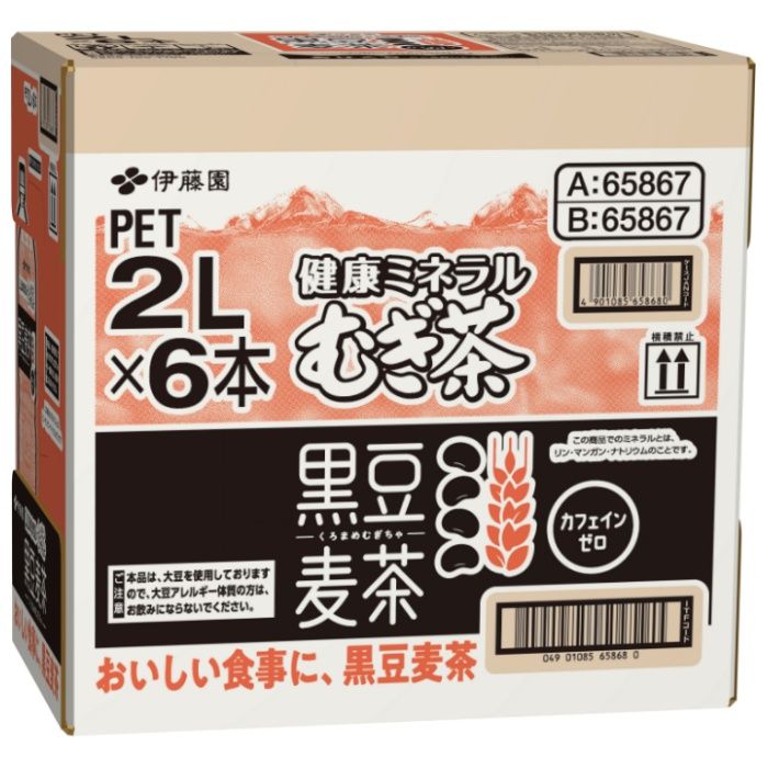 伊藤園 健康ミネラルむぎ茶 黒豆麦茶 2L×6本　ケース