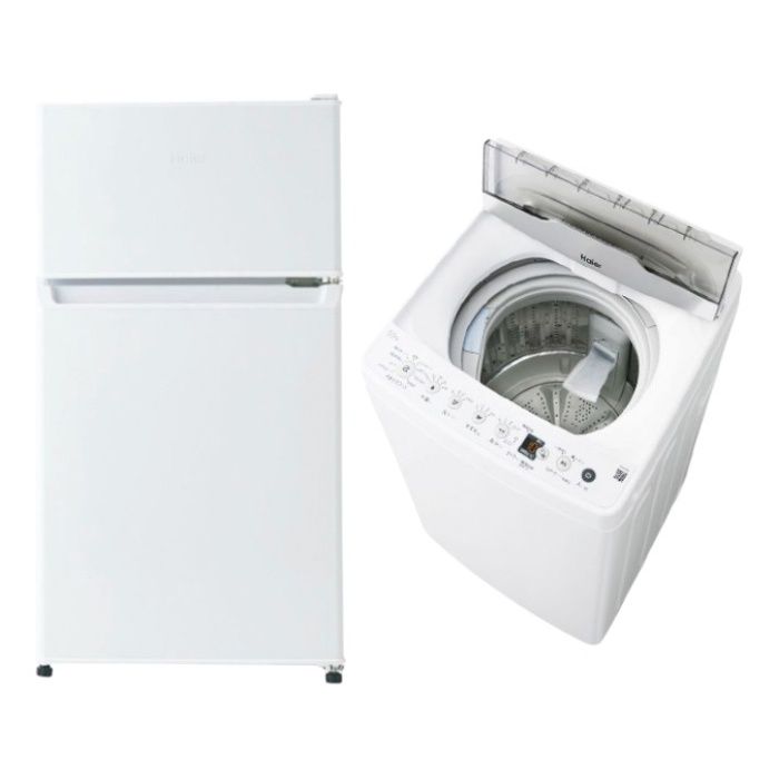 【2点セット】 Haier(ハイアール) 冷蔵庫87L JR-9A(W) + 全自動洗濯機5.5kg JW-HS55C(W) 2点セット