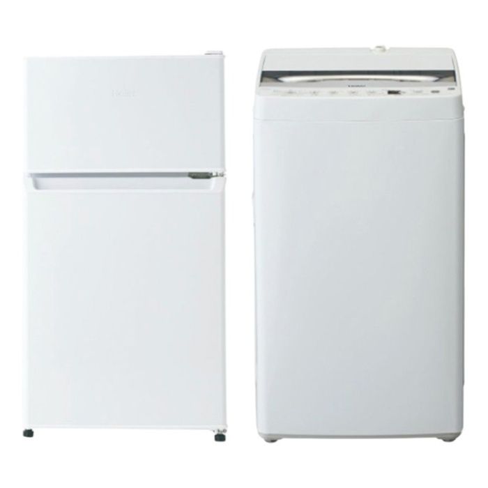【2点セット】 Haier(ハイアール) 冷蔵庫87L JR-9A(W) + 全自動洗濯機6.0kg JW-HS61D(W) 2点セット