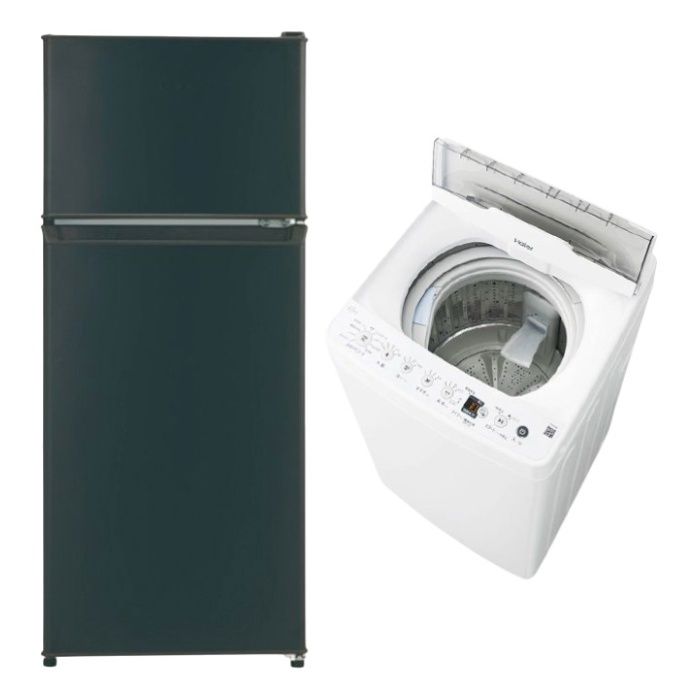 【2点セット】 Haier(ハイアール) 冷蔵庫120L JR-HS12A(K) + 全自動洗濯機4.5kg JW-HS45C(W) 2点セット