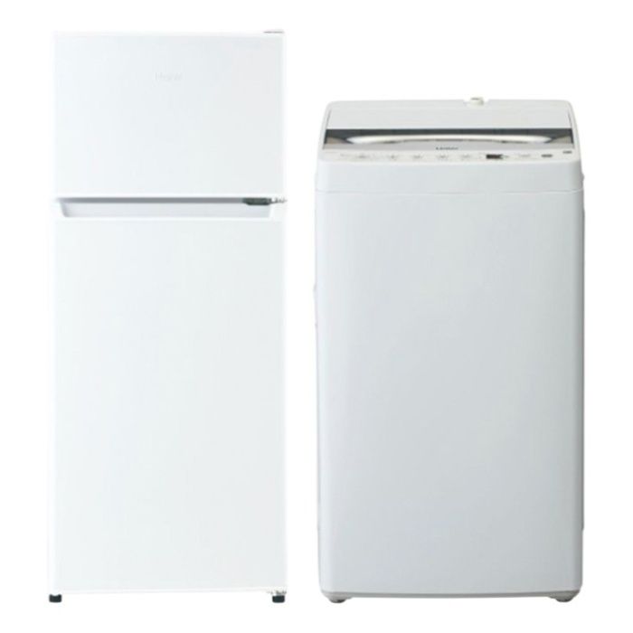 【2点セット】 Haier(ハイアール) 冷蔵庫120L JR-12A(W)+ 全自動洗濯機6.0kg JW-HS61D(W) 2点セット