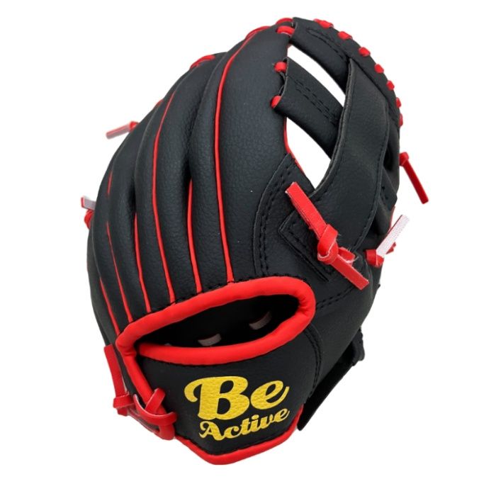 BeActive 子供用グローブ 右投用 ブラック×レッド BA-6509