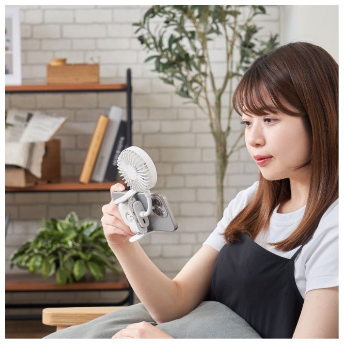 スマホも挟める薄型クリップファン LCAF021 LW(カラー:リリーホワイト)の説明画像5