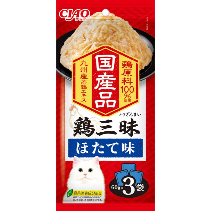 いなば 鶏三昧ほたて味 60g×3袋