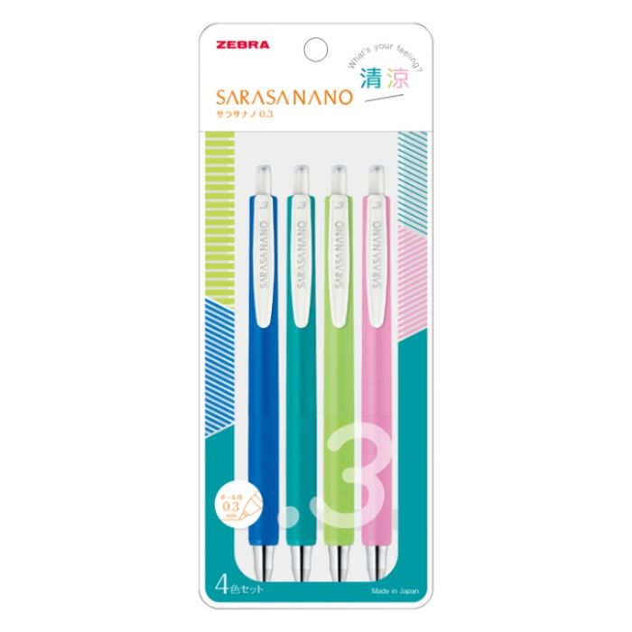 ゼブラ サラサナノ 清涼 0.3ミリ 4色セット
