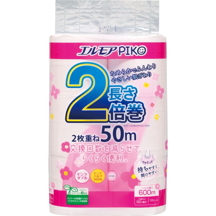 カミ商事 エルモアピコトイレット2倍巻き 12Rダブル ピンク