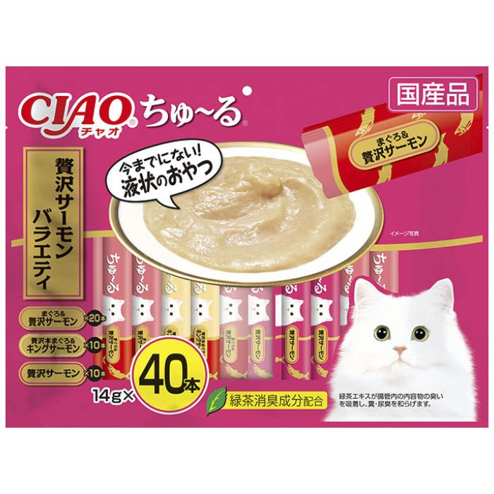 いなば　ＣＩＡＯ　チャオ　ちゅ〜る　サーモン＆とりささみ　１４ｇ×４本　６袋入り　ちゅーる　チュール　猫