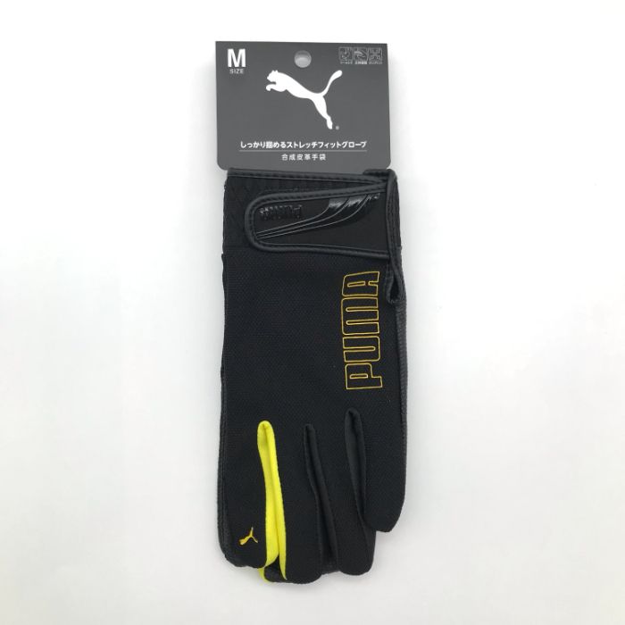 PUMA WORKING GLOVES 合成皮革手袋M　ブラックイエロー CM-6101