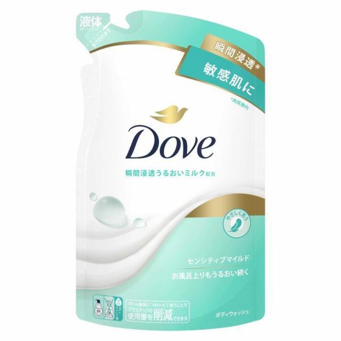 ユニリーバ Doveボディソープ センシティブマイルド 瞬間浸透うるおいミルク配合 詰替 お風呂上りもうるおい続く敏感肌の方へ 詰替え用 330g